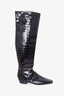 Toteme Black Croc-Embossed Calfskin Boots Size 40