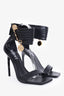 Versace Black Leather Safety Pin Heels Size 37