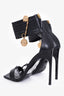 Versace Black Leather Safety Pin Heels Size 37