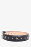 Jimmy Choo Black Leather Star Studded Belt Size 100