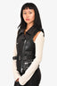 Isabel Marant Black Leather Biker Vest Size 1