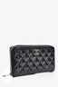 Pre-Loved Chanel™ 2015/16 Black Patent Leather Quilted CC Long Zip Wallet