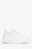 Alexander McQueen White Leather Sherpa Lined Chunky Sneakers Size 41