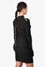 Balmain Black/Gold Metallic Shoulder Pad Mini Dress Size 44