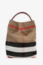 Burberry Nova Check Linen/Red Leather Ashby Bucket Bag