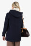 Sandro Navy Wool Phraise Hooded Coat Size 38