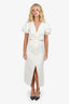 Amur White Linen Cut-Out Midi Dress Size 4