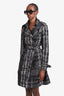 Burberry Black/White Belted Trench Coat Size 10