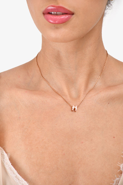 Hermes Rose Gold Toned Mini Pink H Pop Necklace Mine Yours