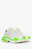 Balenciaga White/Neon Green Triple S Sneakers Size 39