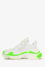 Balenciaga White/Neon Green Triple S Sneakers Size 39