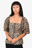 Ganni Leopard Puff Short Sleeve Top Size 32