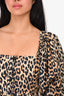 Ganni Leopard Puff Short Sleeve Top Size 32