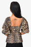 Ganni Leopard Puff Short Sleeve Top Size 32