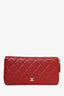 Pre-Loved Chanel™ 2012 Red Quilted Leather CC Zip Long Wallet