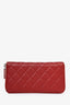 Pre-Loved Chanel™ 2012 Red Quilted Leather CC Zip Long Wallet
