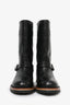 Christian Dior Black Leather Embossed Quest Biker Boots Size 37.5