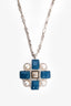 Pre-Loved Chanel™ 2013 Silver-Tone Blue Faux Pearl Pendant Necklace