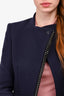 Stella McCartney Navy Asymmetrical Single Button Closure Jacket Size 36