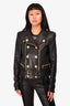 Balmain Black Leather Buckle Belted Jacket Size 38