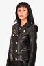 Balmain Black Leather Buckle Belted Jacket Size 38