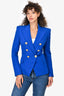 Balmain Royal Blue Wool Double Breasted Blazer Size 36