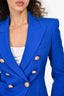 Balmain Royal Blue Wool Double Breasted Blazer Size 36