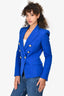 Balmain Royal Blue Wool Double Breasted Blazer Size 36