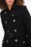 Burberry Brit Black Wool Double Breasted Short Belted Coat Size 4