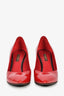 Louis Vuitton Red Patent Leather Heel Detail Pumps Size 36