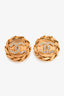 Pre-Loved Chanel™ Gold Tone CC Round Crystal Embellished Clip-On Earrings