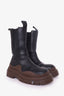 Bottega Veneta Black/Brown Leather Tire Boots Size 37.5