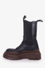 Bottega Veneta Black/Brown Leather Tire Boots Size 37.5