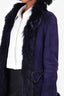 Roberto Cavalli Purple Suede Fox Fur Jacket Size 42