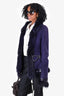 Roberto Cavalli Purple Suede Fox Fur Jacket Size 42