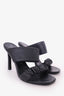 Louis Vuitton Black Drapy Leather Embossed Logo Heel Sandals Size 37