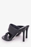 Louis Vuitton Black Drapy Leather Embossed Logo Heel Sandals Size 37