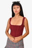 Danielle Guzio Burgundy Knit Zip Corset Top Size M