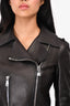 Versus Versace Black Leather Biker Jacket Size 38