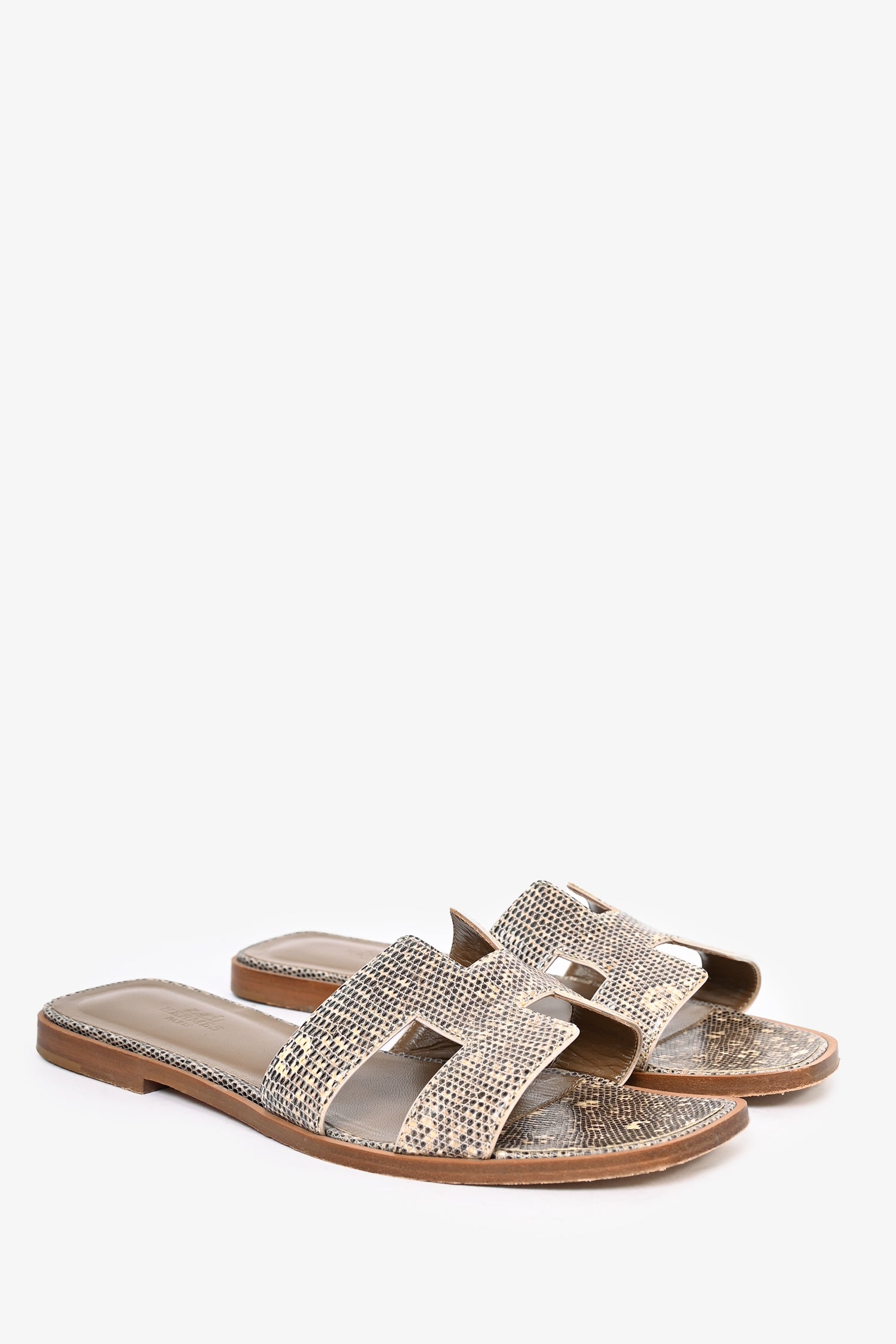 Hermes Beige Lizard Oran Sandals Size 38 Mine Yours