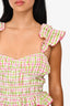 Saylor Pink/Green Gingham Seersucker Mini Dress Size S