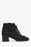 Pre-Loved Chanel™ Black Patent Leather/Tweed Cap Toe Ankle Boots Size 36.5