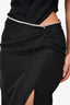 Sandro Black Linen Blend Rhinestone Waistband 'Olariane' Midi Skirt Size 38