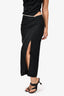 Sandro Black Linen Blend Rhinestone Waistband 'Olariane' Midi Skirt Size 38