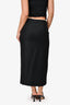 Sandro Black Linen Blend Rhinestone Waistband 'Olariane' Midi Skirt Size 38