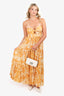 Zimmermann Yellow/White Mae Amber Palm-print Linen Maxi Dress Size 3