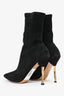 Valentino Black Suede Leather Pointed Toe Ankle Boots Size 36.5