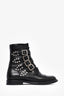 Saint Laurent Black Leather Studded Buckle Detail Boots Size 38