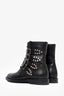 Saint Laurent Black Leather Studded Buckle Detail Boots Size 38