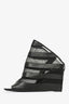 Balenciaga Black Leather/Mesh Open-Toe Glove Wedge Heels Size 37